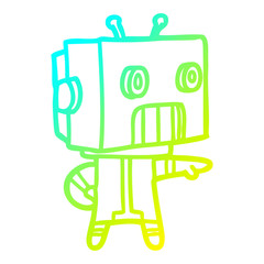 cold gradient line drawing cartoon robot