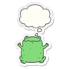 cartoon toad and thought bubble as a printed sticker