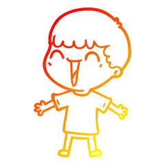 warm gradient line drawing cartoon happy man