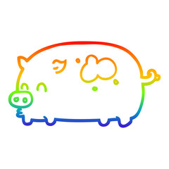 rainbow gradient line drawing cute cartoon pig