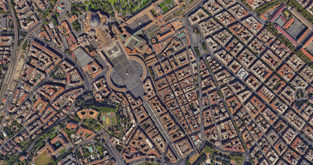 St. Peter's Basilica in the Vatican from a bird's eye view