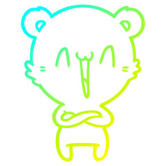 cold gradient line drawing happy polar bear cartoon