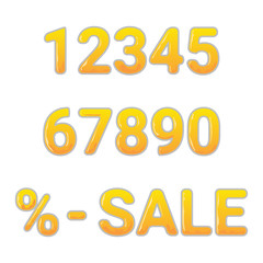 Isolated numbers with percent sign for sales.