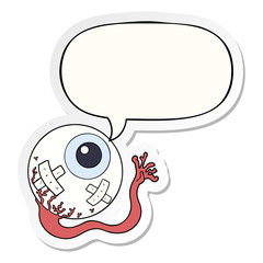 cartoon injured eyeball and speech bubble sticker