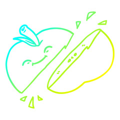 cold gradient line drawing cartoon sliced apple