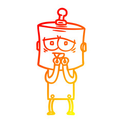 warm gradient line drawing cartoon robot