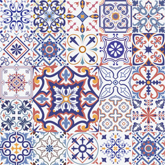 Grote reeks tegels in Portugese, Spaanse, Italiaanse stijl. Voor behang, achtergronden, decoratie voor uw ontwerp, keramiek, paginavulling en meer.