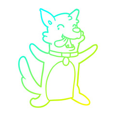 cold gradient line drawing cartoon happy dog