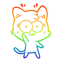 rainbow gradient line drawing cartoon surprised cat