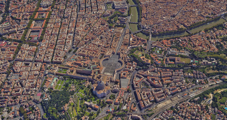 Obraz premium St. Peter's Basilica in the Vatican from a bird's eye view