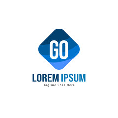 Initial GO logo template with modern frame. Minimalist GO letter logo vector illustration