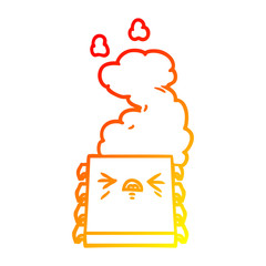 warm gradient line drawing cartoon overheating computer chip