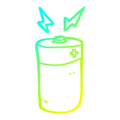 cold gradient line drawing cartoon battery