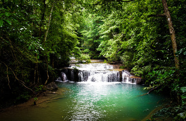 waterfall in forest view ,kanchanaburi waterfall erawan