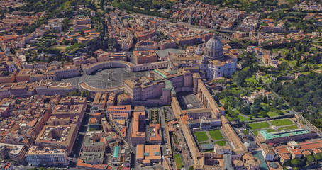 St. Peter's Basilica in the Vatican from a bird's eye view