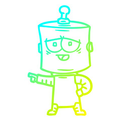 cold gradient line drawing cartoon robot