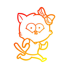 warm gradient line drawing cartoon cat