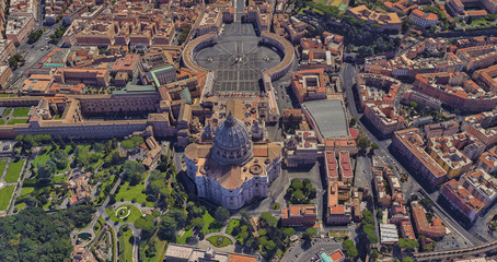 St. Peter's Basilica in the Vatican from a bird's eye view