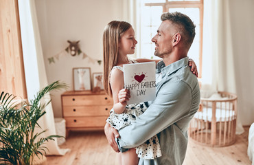 Father and daughter at home