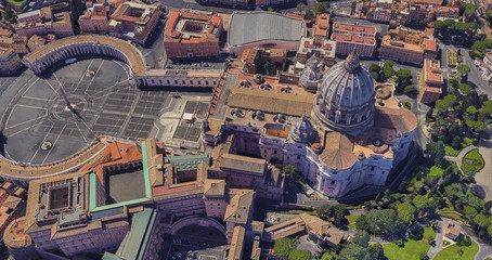 St. Peter's Basilica in the Vatican from a bird's eye view