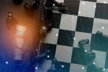 Idea of Business strategy concept. Smart thinking idea business with chess board game. 4
