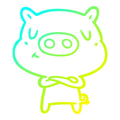 cold gradient line drawing cartoon content pig