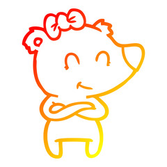 warm gradient line drawing female polar bear cartoon