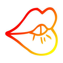 warm gradient line drawing cartoon pouting lips