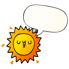 cartoon sun and speech bubble in smooth gradient style