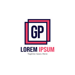 Obraz premium Initial GP logo template with modern frame. Minimalist GP letter logo vector illustration