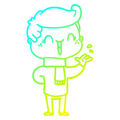 cold gradient line drawing cartoon laughing boy