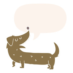 cartoon dog and speech bubble in retro style