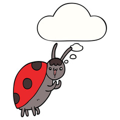 cute cartoon ladybug and thought bubble