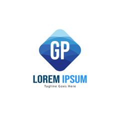 Initial GP logo template with modern frame. Minimalist GP letter logo vector illustration