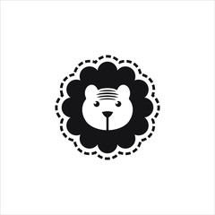 Naklejka premium Flat animal logo lion head knit vector