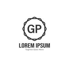 Initial GP logo template with modern frame. Minimalist GP letter logo vector illustration