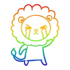 rainbow gradient line drawing cartoon crying lion
