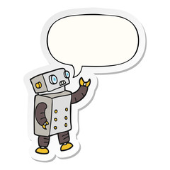 cartoon robot and speech bubble sticker