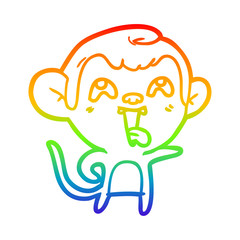 rainbow gradient line drawing crazy cartoon monkey