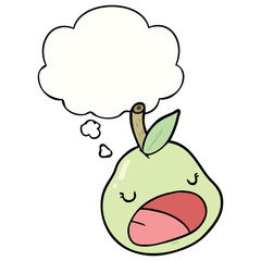 cartoon pear and thought bubble