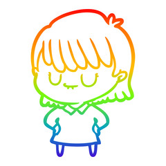 rainbow gradient line drawing cartoon woman