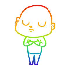 Obraz premium rainbow gradient line drawing cartoon bald man