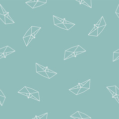 Origami paper boat seamless pattern-TU