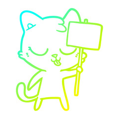 cold gradient line drawing cartoon cat