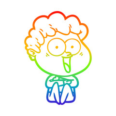 rainbow gradient line drawing excited man cartoon