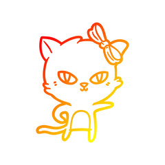warm gradient line drawing cute cartoon cat