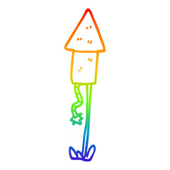 rainbow gradient line drawing cartoon firework rocket