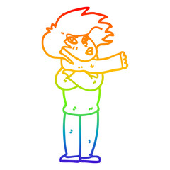 rainbow gradient line drawing cartoon girl with scarf