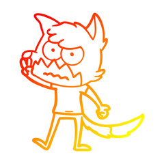 warm gradient line drawing cartoon annoyed fox