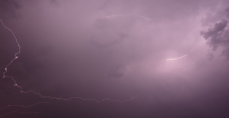 Lightning in the sky at night